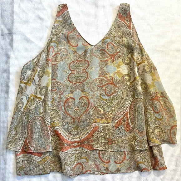 Lane Bryant Double Layer Chiffon Sleeveless Tank Paisley Print Women's Size 26 - Picture 1 of 16